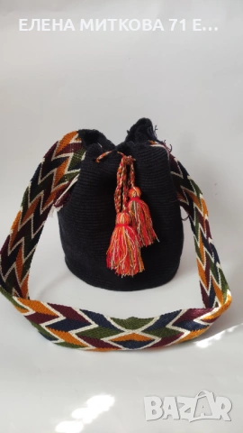Mochila Wayuu колумбийска ръчно изработена тъкана дамска чанта среден размер