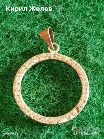 Сребърна висулка кръг с инкрустирани кристали подходящ аксесоар за ежедневието 51799, снимка 2 - Колиета, медальони, синджири - 54005355