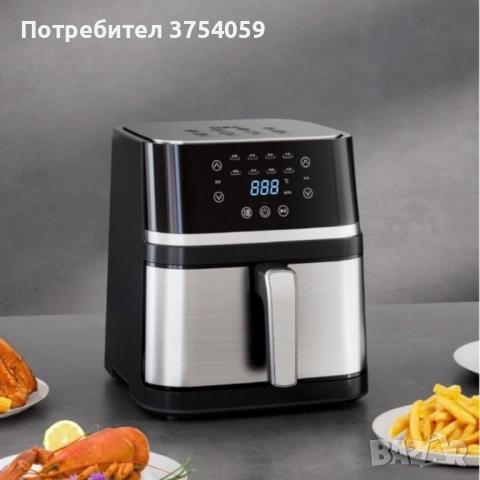 Електрически фритюрник с капацитет 10L – неръждаема стомана, 1350W, автоматично изключване, снимка 2 - Фритюрници - 53173916