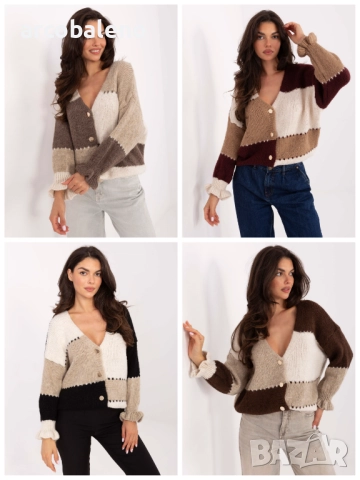 Дамски овърсайз пуловер/жилетка с копчета, 4цвята 
