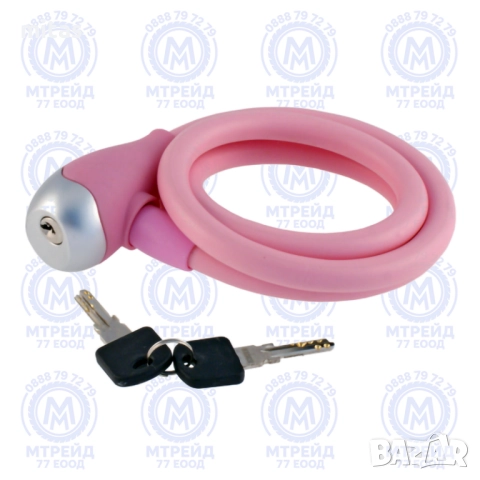 Заключващо устройство за велосипед с ключ WAG PINK 120см/12mm, Силикон