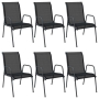 vidaXL Градински столове, 6 бр, стомана и textilene, черни（SKU:316819