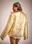 Шикозно Бутиково Златно Металическо Дамско Двулицево Топло Якенце Уникат! , снимка 2