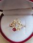 Дамски златен пръстен с инкрустирани диаманти и рубин, злато 12к.
