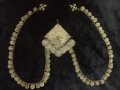 Възрожденски Сребърен ромб нагръдник със сребърни монети пафти носия, снимка 1 - Антикварни и старинни предмети - 41879168