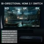 НОВ HDMI 2 в 1 двупосочен превключвател AVIDGRAM 8K, HDMI превключвател Поддържа 8K 60Hz 4K 120hz..., снимка 5