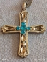 СРЕБРИСТ ГЕРДАН с КРЪСТ и ИНКРУСТИРАНИ СИНИ КАМЪНИ ТЮРКОАЗ ТОПАЗ 52231, снимка 8