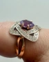 Златен пръстен с лилав аметист и циркони, снимка 3