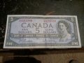 5 Долара. 1954г. Канада., снимка 1 - Нумизматика и бонистика - 45699756