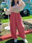 Дамски плисирани панталони с широки крачоли и еластична талия, 11цвята , снимка 10