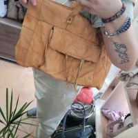 естествена кожа голяма чанта,натурален кафяв цвят  PIECES , снимка 4 - Чанти - 45840595