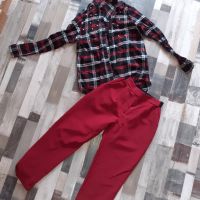 Риза и червен панталон, снимка 1 - Панталони - 45804933