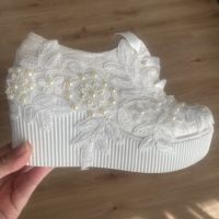Обувки на платформа бели / Сватбени НОВИ, снимка 5 - Дамски елегантни обувки - 45513326