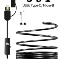 Ендоскоп, бороскоп с мек кабел USB, micro USB, Type-C - 1.5м, 7мм, снимка 1 - Друга електроника - 45070640