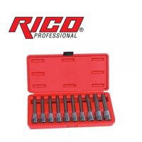 КОМПЛЕКТ ДЪЛГИ ВЛОЖКИ ТОРКС – РИБЕТА 1/2″ 10 ЧАСТИ RICO, снимка 1 - Други инструменти - 45857943