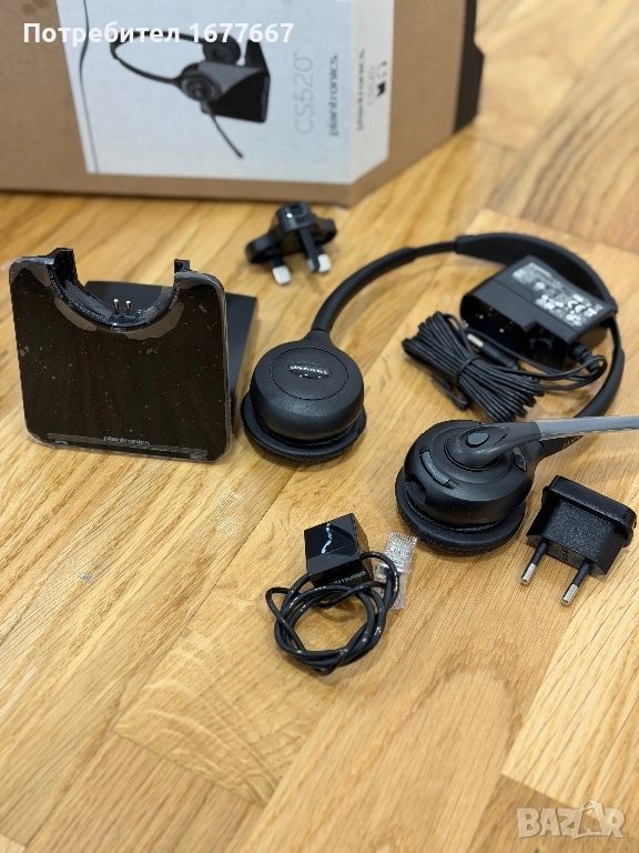 Plantronics CS520 Binaural Wireless Headset System Слушалки Конферентни, снимка 1