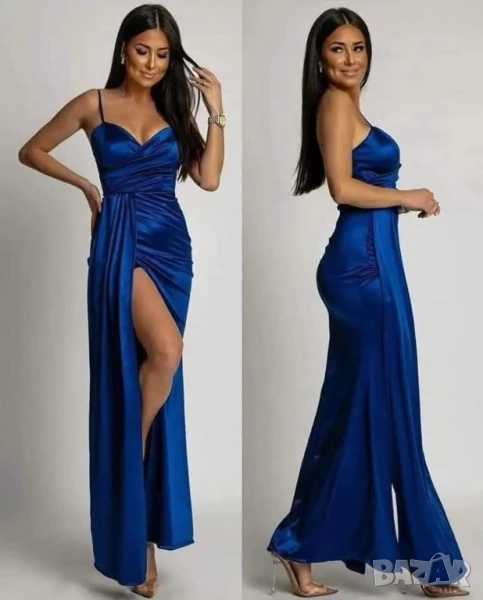 🌸Официални сатенени рокли с цепка  , снимка 1