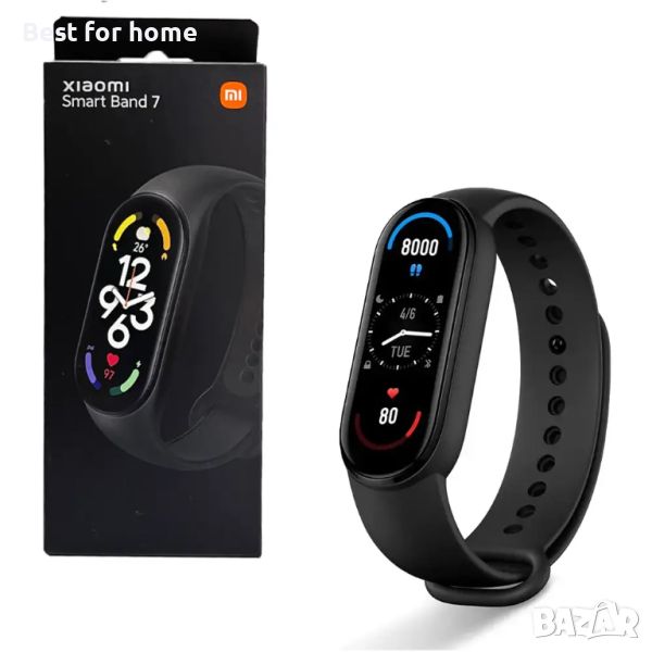 Смарт гривнa XIAOMI MI BAND 7 BLACK 1.62 ", ПУЛСОМЕР, снимка 1