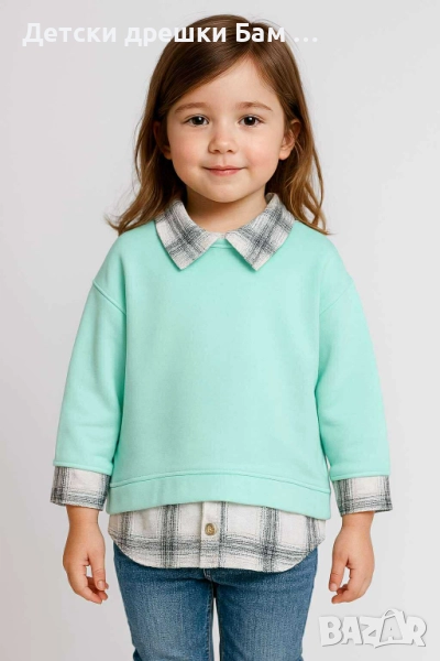 Ватирана блузка с ефект на риза, снимка 1