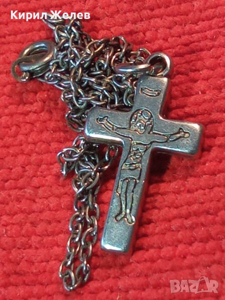 СРЕБРИСТО НАГРЪДНО РАЗПЯТИЕ КРЪСТ с ВЕРИЖКА 25569, снимка 1