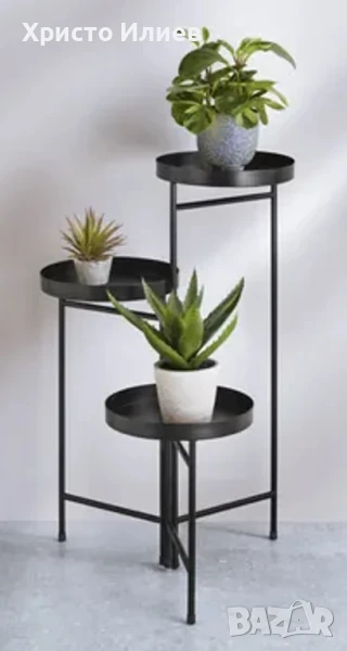 Метален цветарник Поставка за Саксия за цветя 3бр Декоративна стойка, снимка 1