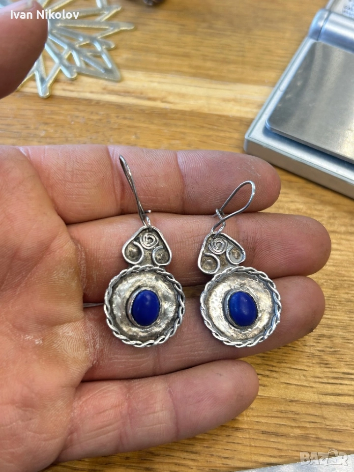 Сребърни обеци ръчна изработка, снимка 1