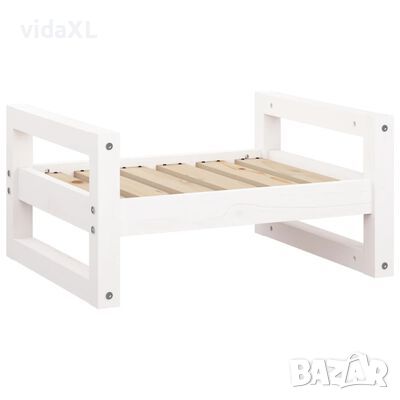 vidaXL Кучешко легло, бяло, 55,5x45,5x28 см, борова дървесина масив, снимка 1