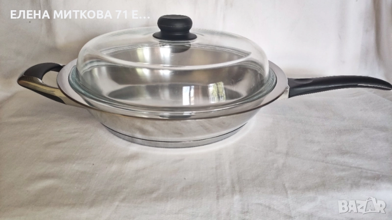 АМС швейцарски масивен дълбок тиган от неръждаема стомана + индукция отличен, снимка 1