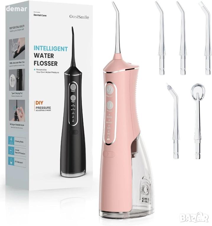 Зъбен душ, преносим безжичен иригатор за устна кухина, 4 режима, 300 мл, снимка 1