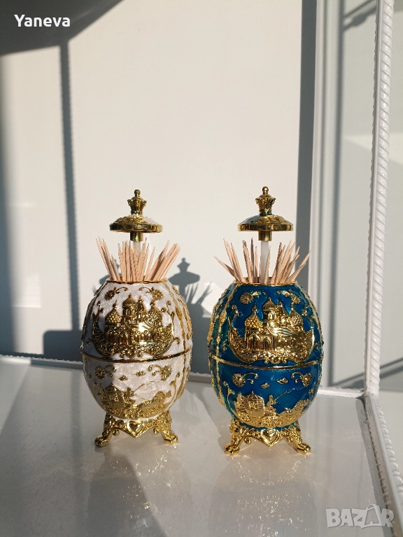 Елегантни , автоматични поставки за клечки за зъби в стил яйце на Фаберже, снимка 1