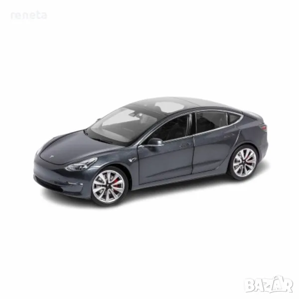 Играчка Кола, Тип Tesla Model 3, Метален, Звук и светлина, Сив, 1:32, Без кутия, снимка 1