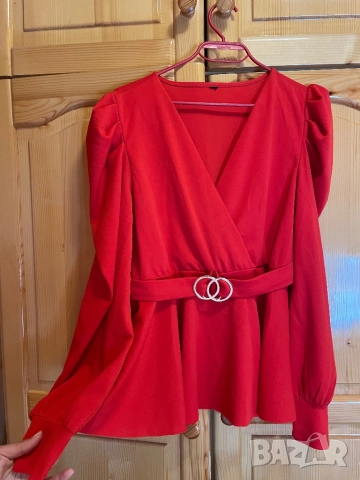 Червеникава елегантна блуза, М-Л