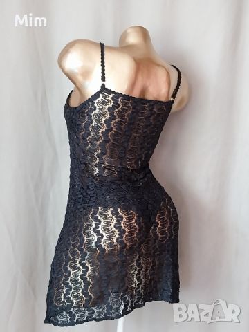 М Черна плетена дантелена рокля, снимка 5 - Рокли - 45261482