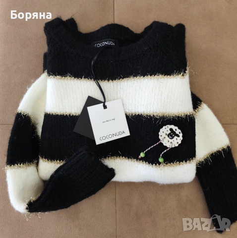 COCONUDA нов бутиков италиански пуловер с брошка, снимка 5 - Блузи с дълъг ръкав и пуловери - 53446319