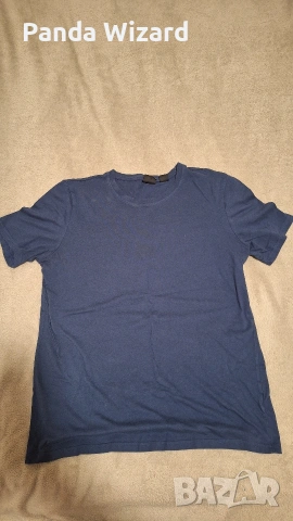 Синя памучна тениска SMOG – размер L, снимка 2 - Тениски - 53660757