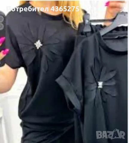 дамски комплекти няколко цвята с къс ръкав и декорация цвете