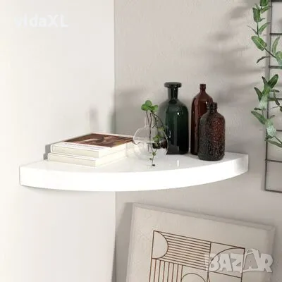 323907 vidaXL Floating Corner Shelf High Gloss White 35x35x3,8 cm MDF (SKU:323907), снимка 2 - Маси - 48373502