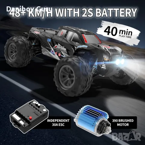 RC Car Hosim X06 1:10 Monster Truck 48+ KMH 4X4 Off-Road RC камион с фарове Радиоуправляема кола, снимка 3 - Коли, камиони, мотори, писти - 49285620