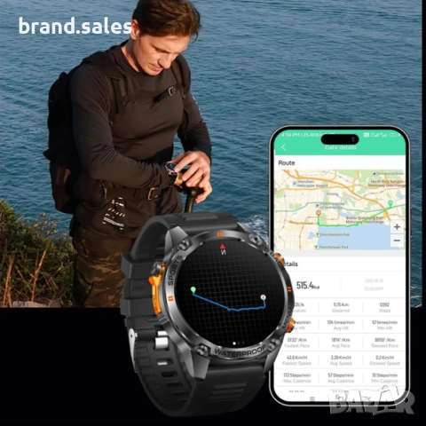 G100 Smart GPS Смарт часовник – 1.43″ AMOLED, Bluetooth обаждания, 50M водоустойчив, снимка 6 - Смарт часовници - 51881952