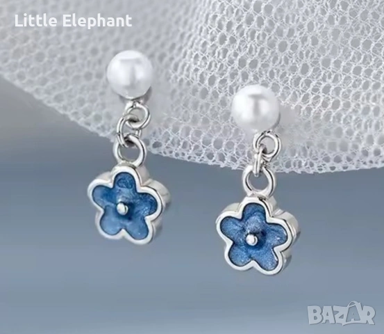 Pre order 🦋 Твоят нов любим акцент: Сини емайлирани цветя с перлен завършек