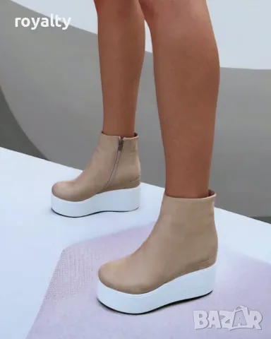 Боти на платформа - Велур