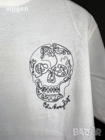 Нова оригинална фланелка The Kooples с бродиран череп. Цвят бял. Размер М. Топ цена 45лв., снимка 6 - Тениски - 50223456