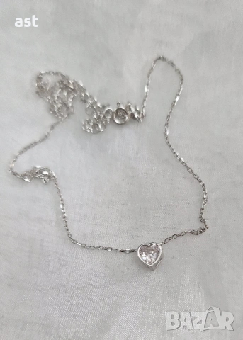 Много нежно сребърно колие Сърце, снимка 2 - Колиета, медальони, синджири - 53944537