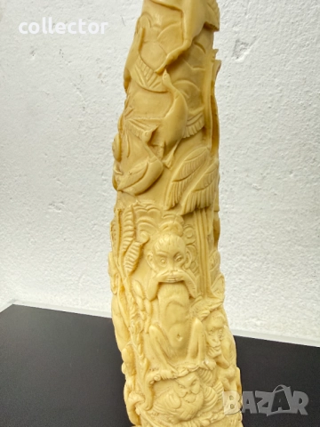 Декоративна гравирана бивна "дървото на живота" №7791, снимка 4 - Антикварни и старинни предмети - 52927260