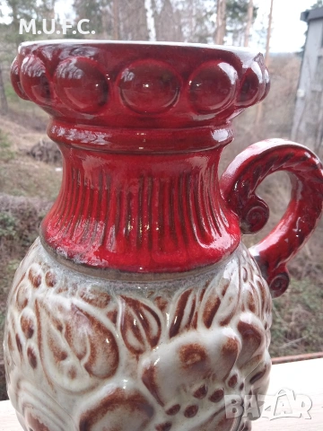 Керамична ваза W.Germany 1970.Уникална, снимка 2 - Антикварни и старинни предмети - 54013319