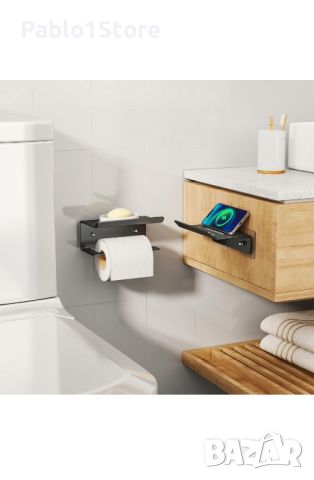 Държач за тоалетна хартия  монтиран на стена държач за руло тоалетна хартия с рафт за телефон