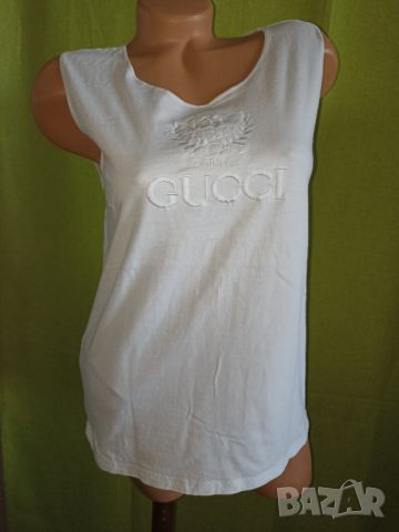 Gucci M- Бял памучен потник , снимка 5 - Потници - 46593516