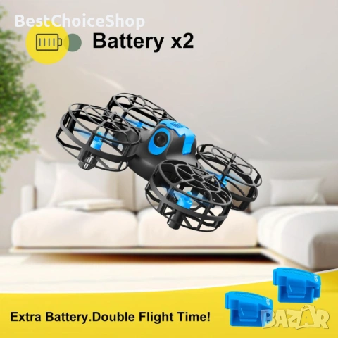 Мини дрон за деца с 3D обръщания и светлини – 2 батерии включени, снимка 6 - Дронове и аксесоари - 54020749
