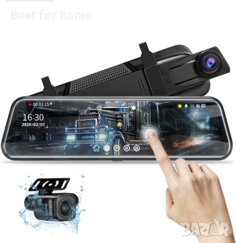 4K GPS Dash Cam 12'' Mirror Dash Cam с 64GB SD карта, снимка 3 - Аксесоари и консумативи - 46813622