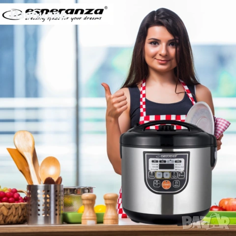 Мултикукър Esperanza, 860W, 5 литра, 11 Програми, Инокс, 2 ГОДИНИ ГАРАНЦИЯ, снимка 10 - Мултикукъри - 53029274